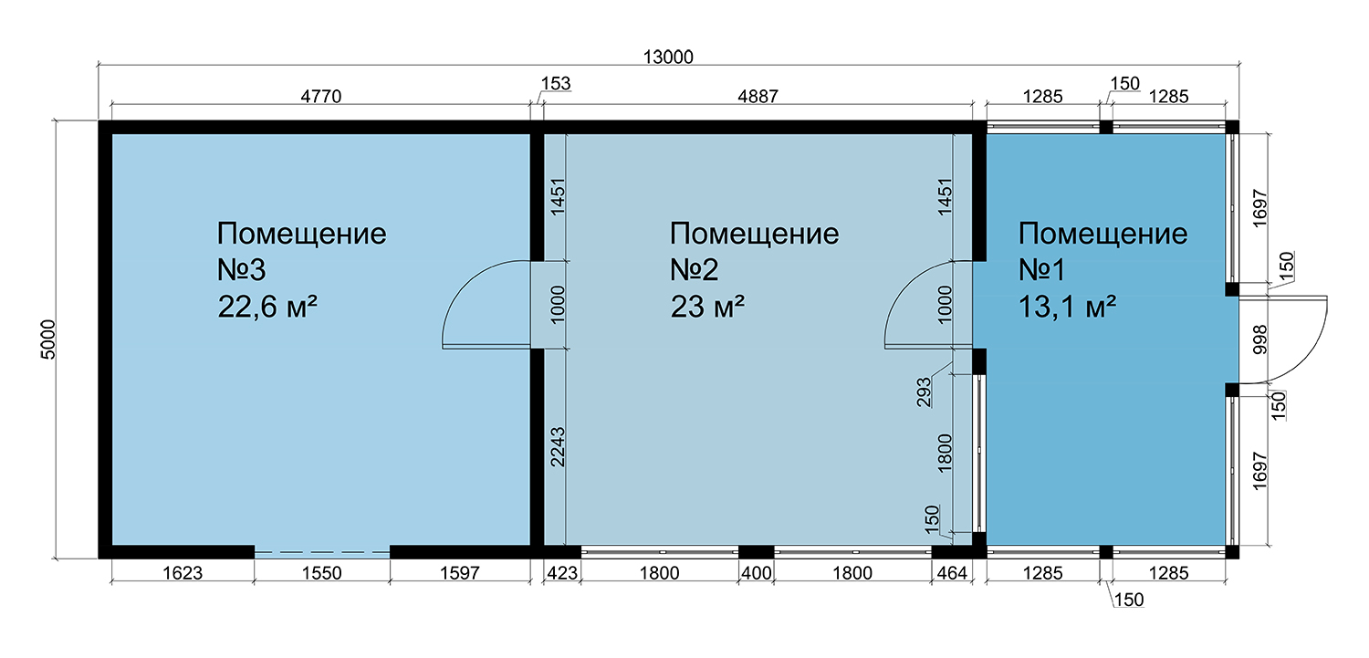 Каркас хозблока-кухни 13х5 м. Проект 570 от компании 